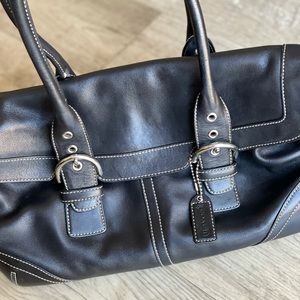 Black leather coach purse